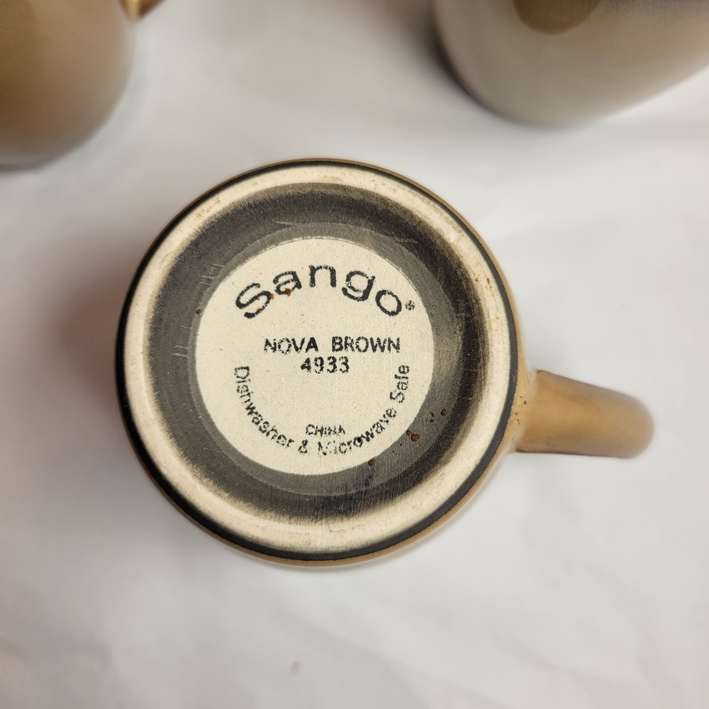 Sango Nova Brown Coffee Mugs‎ Set of 6 Tan Brown Excellent 4933 Stoneware - Picture 6 of 8
